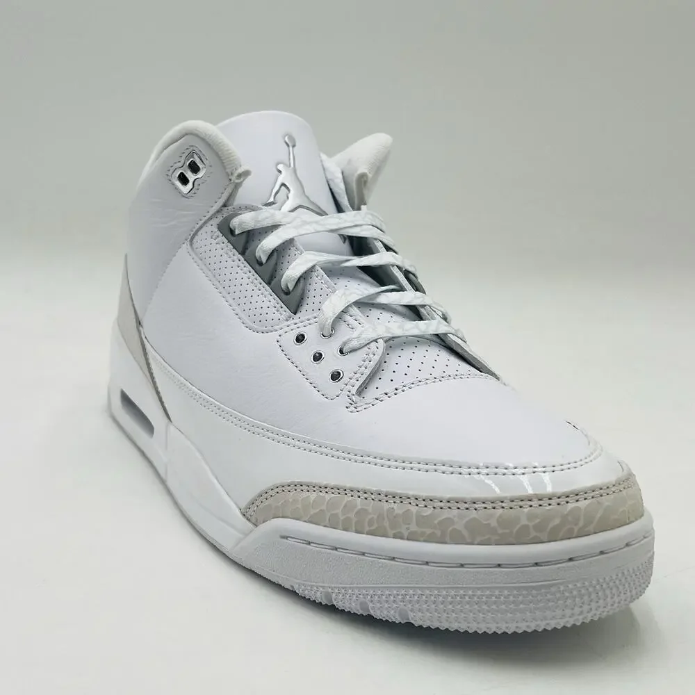 Nike Air Jordan 3 Retro White Silver Sneakers CT8532 111 Men Size 13 NEW
